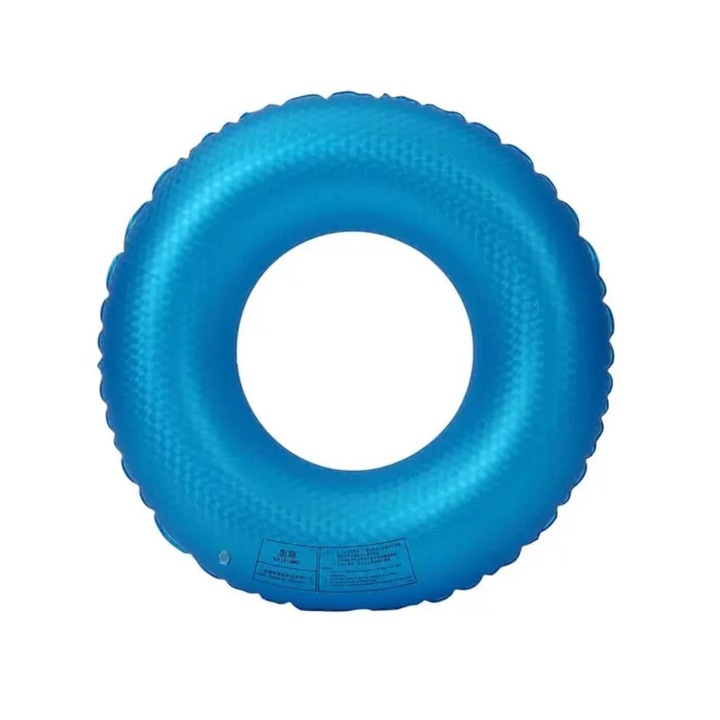 Colac gonflabil copii, transparent, albastru neon, marimea 70