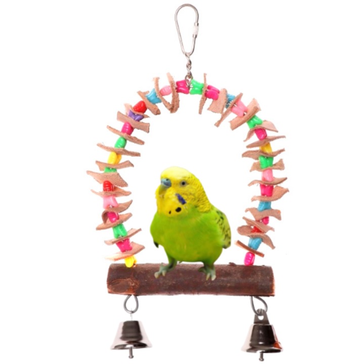 Jucarie pentru papagali mici si medii, Greenwood, cu motive fluture, multicolor