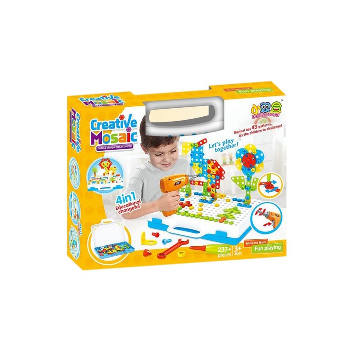 Set Educational de Constructie, 237 Piese, Multicolor, Cutie de Depozitare, 3-10 ani