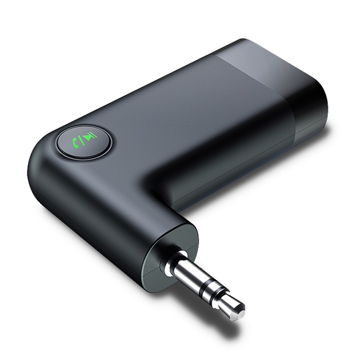 Bluetooth autós adapter, Bluetooth 5.0, kihangosító hívások, veszteségmentes hangminőség, AUX jack, LEIISVK, fekete