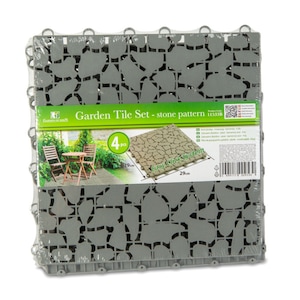 Pavaj de gradina - imitatie de piatra - plastic - 29 x 29 cm - gri - 4 bucati / pachet