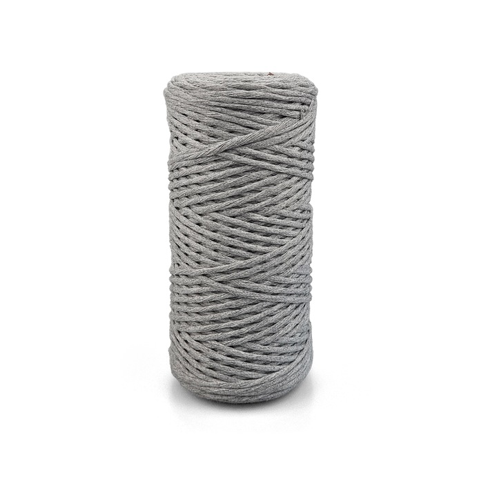 Шнур за макраме, Netuno, WeBa, 100% памук, просто усукан, 2mm x 150m, светло сив