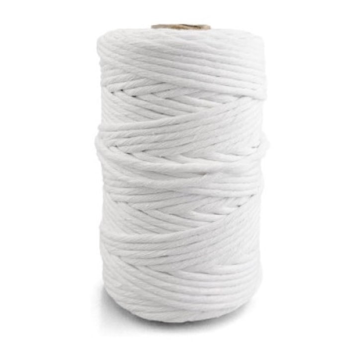 Macrame zsinór, Netuno, WeBa, 100% pamut, egyszeres csavarás, 5 mm x 100 m, fehér