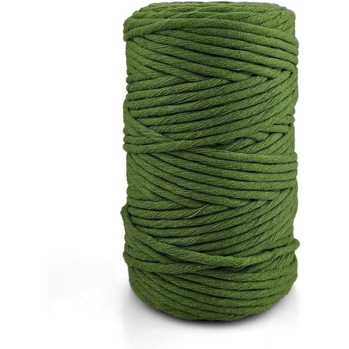 Snur pentru macrame, Netuno, WeBa, Bumbac 100%, Torsadat simplu, 5mm x 100m, Verde kiwi