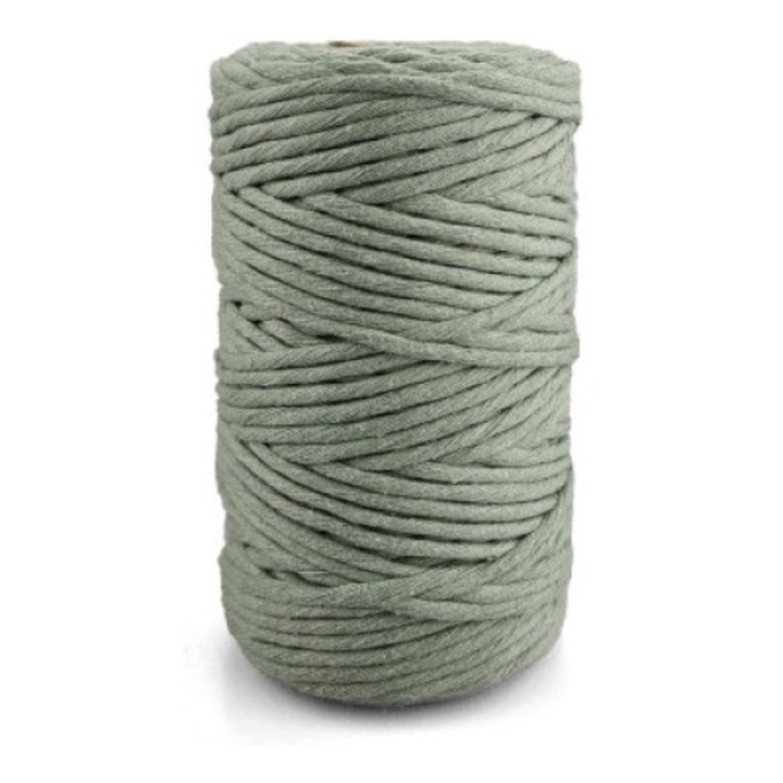 Шнур за макраме, Netuno, WeBa, 100% памук, Единично усукан, 5mm x 100m, Каки зелено