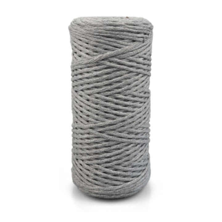 Шнур за макраме, Netuno, WeBa, 100% памук, просто усукан, 3mm x 100m, светло сив