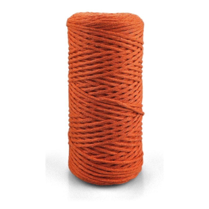 Шнур за макраме, Netuno, WeBa, 100% памук, единично усукан, 3mm x 100m, оранжев