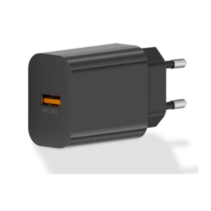 Aljzattöltő adapter, QC3.0 USB kimeneti interfész, kábel nélküli, 18 W, fekete