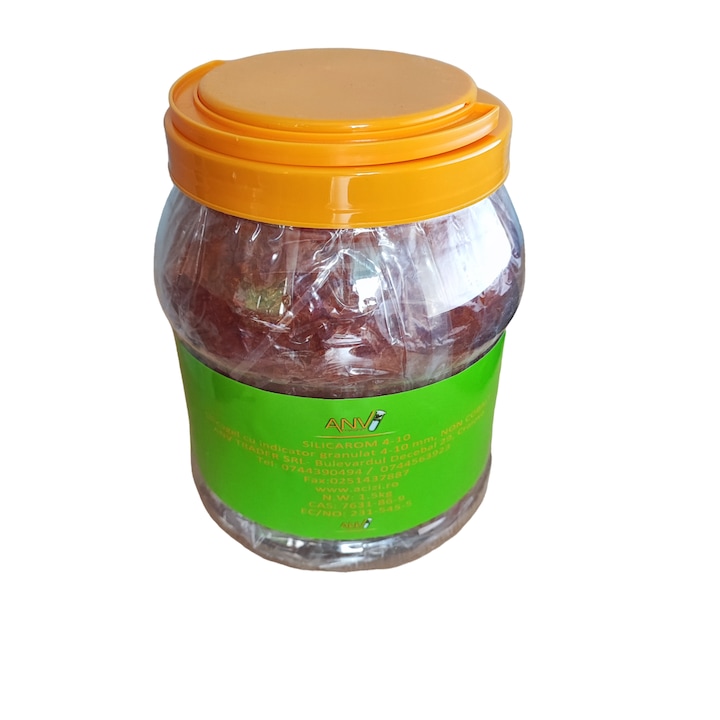 Silicarom G10 Silicagel industrial - echipamente electrice, cu indicator de umiditate 4-10mm 1.5Kg/Flacon