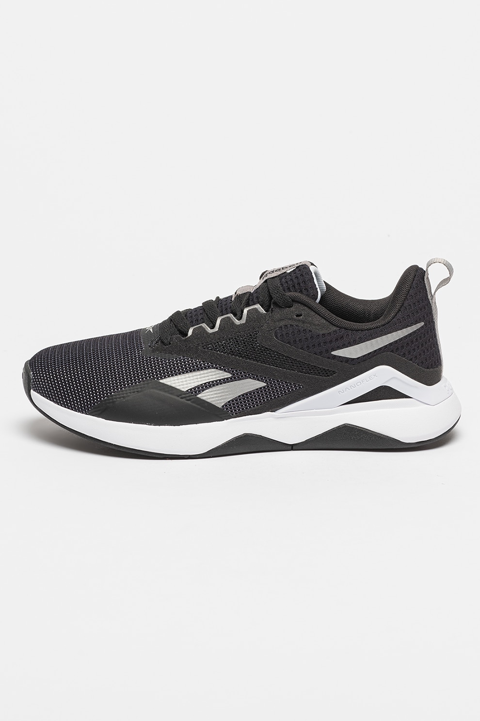 Reebok, Pantofi cu detalii contrastante, pentru fitness Nanoflex, Negru, 9.5