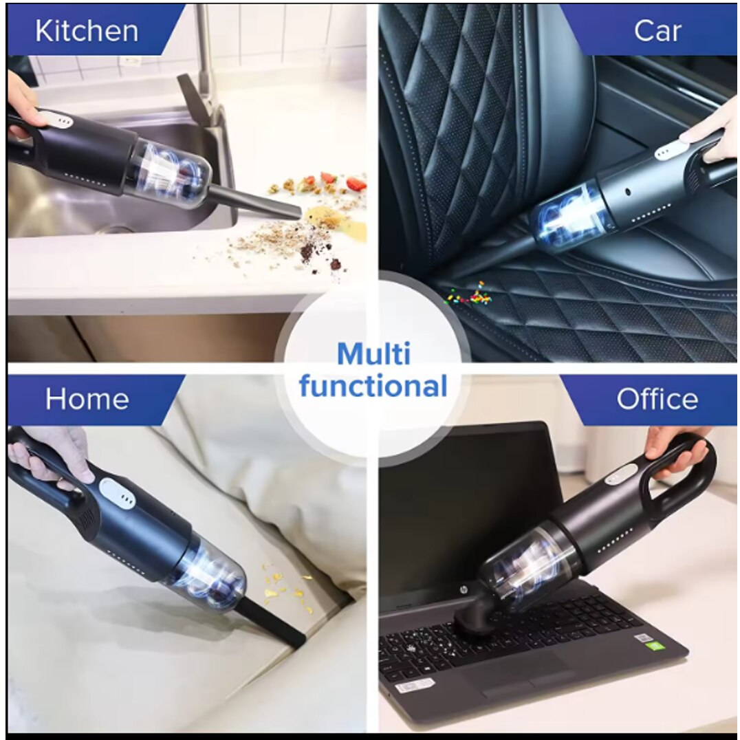 Aspirator de mana SINZO pentru Masina si Uz casnic, Fara fir, Reincarcabil, 11.1V, 0.7l, Putere 8.000 PA, Autonomie 35 minute, 6000 mAh, cu filtru HEPA, Negru Electro Punk