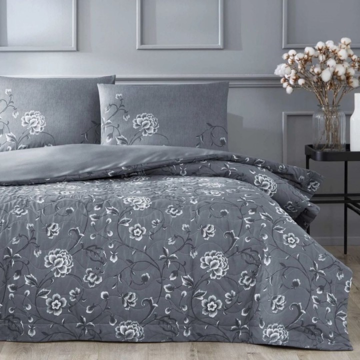 Franciaágy szett 4 évszak, 100% ranforce pamut, paplan 220x230 cm és lepedő 240x260 cm, 4 részes, TAC, Sherry