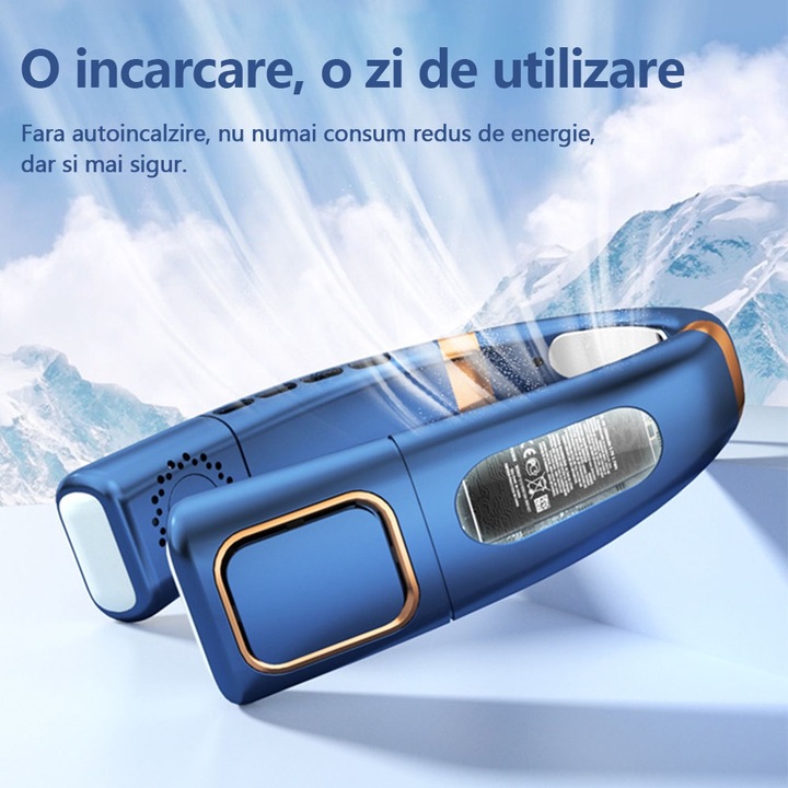 Ventilator portabil pentru gat, Redkid®, 5 trepte de viteza, lumina de ...