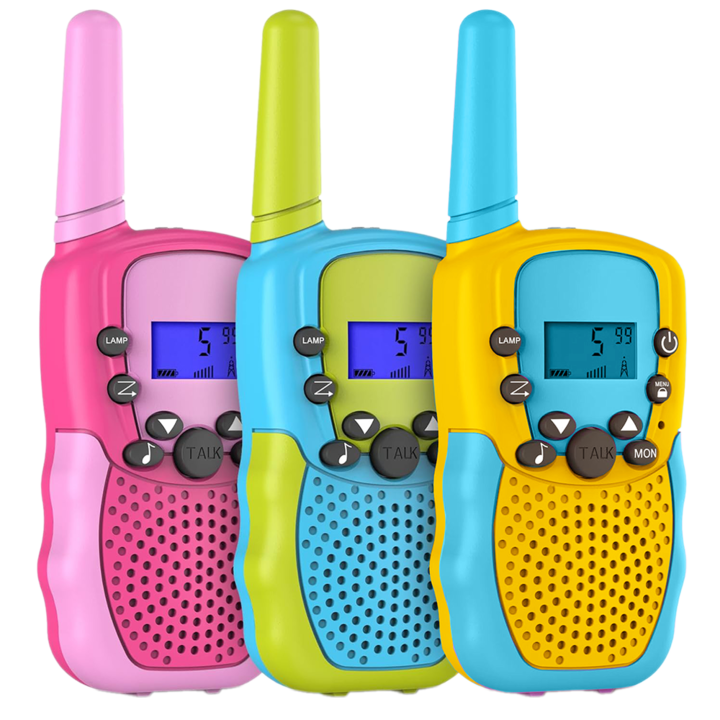 Set 3 Walkie Talkie pentru copii, TopGearWorld®, Plastic, Ecran LCD, 6Km, 22 Canale, Multicolor