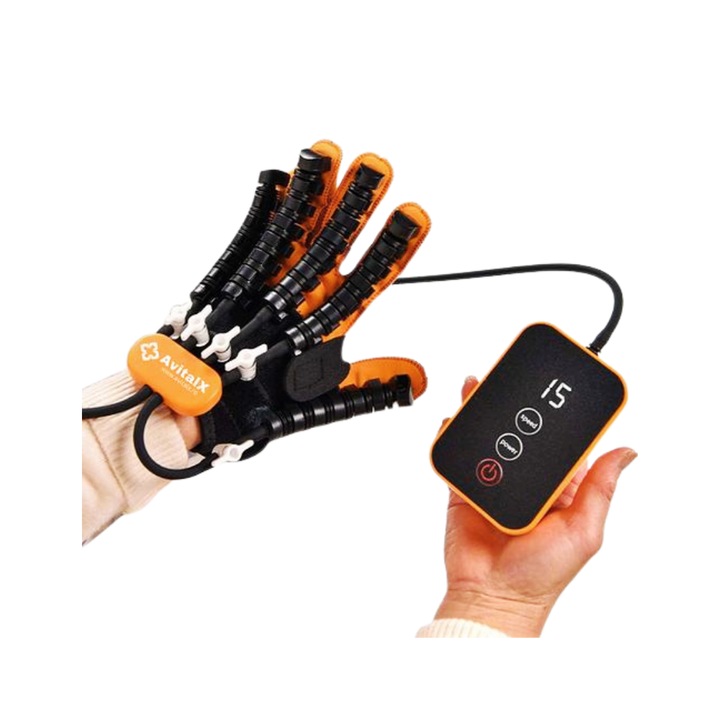Manusa pentru reabilitarea si antrenamentul mainii Roboglove Mini, mana Dreapta XXL, Portocaliu/negru