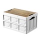 Cutii pliabile de depozitare cu capac de lemn, Organizatoare pliabile dulap si container de depozitare, Cutie multifunctionala de depozitare din plastic pentru camping, Colegiu Dorm Room Essentials, Birou, Exterior, Interior, 52L, alb