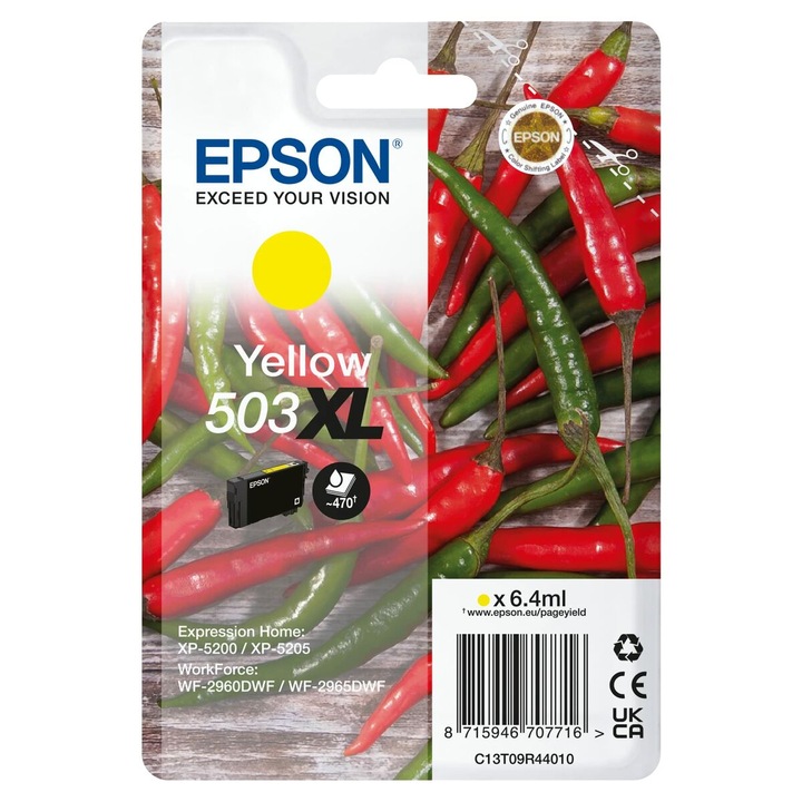 Tintasugaras nyomtatópatron, EPSON, sárga, 470 oldal
