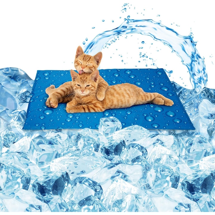 Covoras de Racire Pentru Animale de Companie, Latauar, Cooling Pet Mat, Impermeabil, 90 x 50cm, Albastru Oceanic