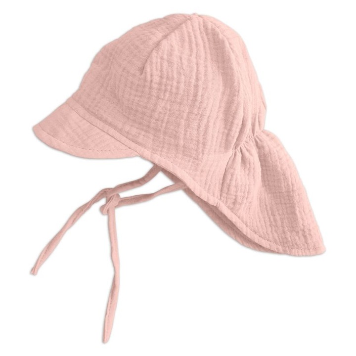 Детска шапка от муселин със защита на козирка и врата Kidizi Maitre Natural, Розово