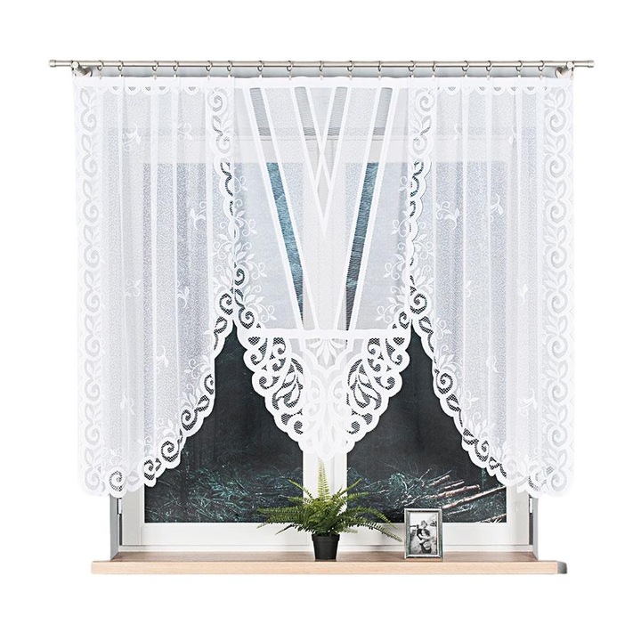 Perdea panou, Jacquard, Design elegant, 250x120cm, Alb