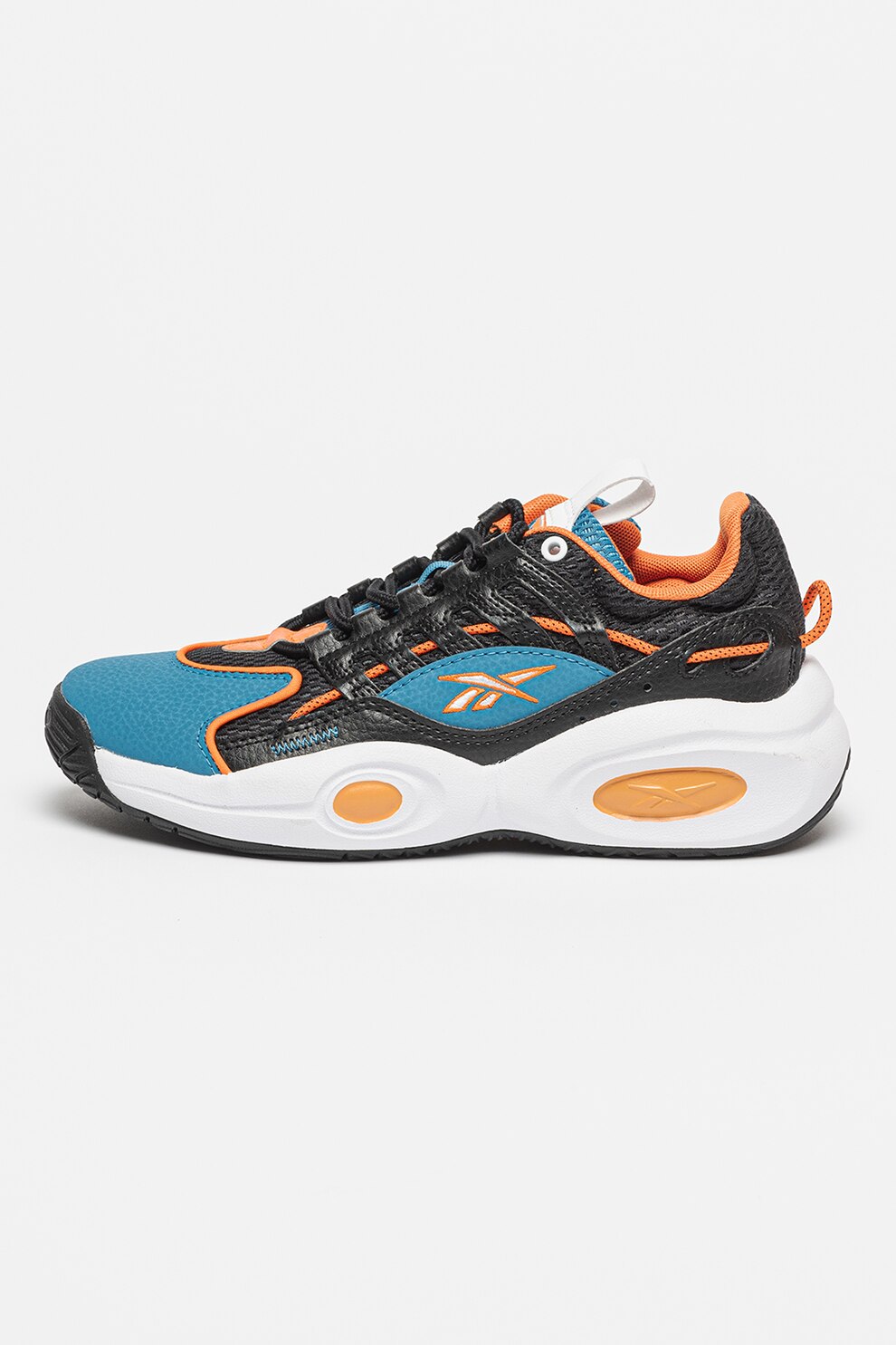 Reebok, Pantofi pentru baschet Solution, Negru, Portocaliu, Albastru, 36.5 EU