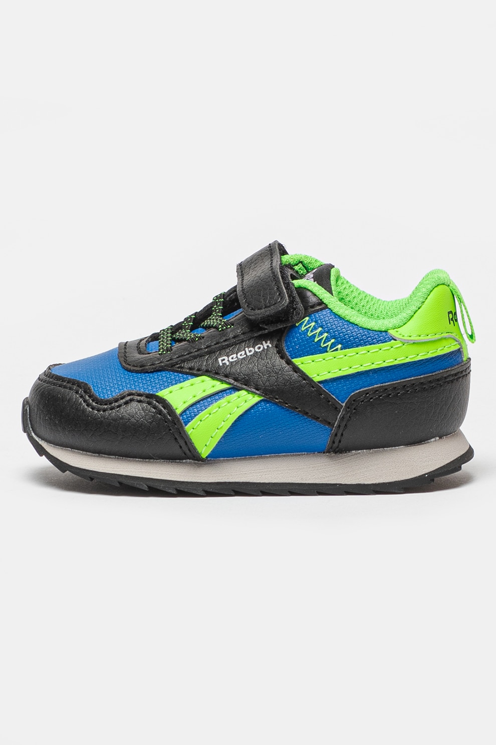 Reebok, Pantofi sport din piele ecologica cu logo Royal, Negru, Albastru inchis, Verde electric, 21 EU