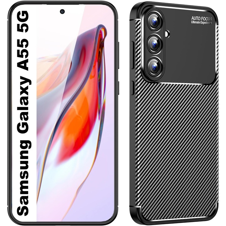 Калъф за мобилен телефон Auto Focus Carbon ALC, за Samsung Galaxy A55 5G, - черен