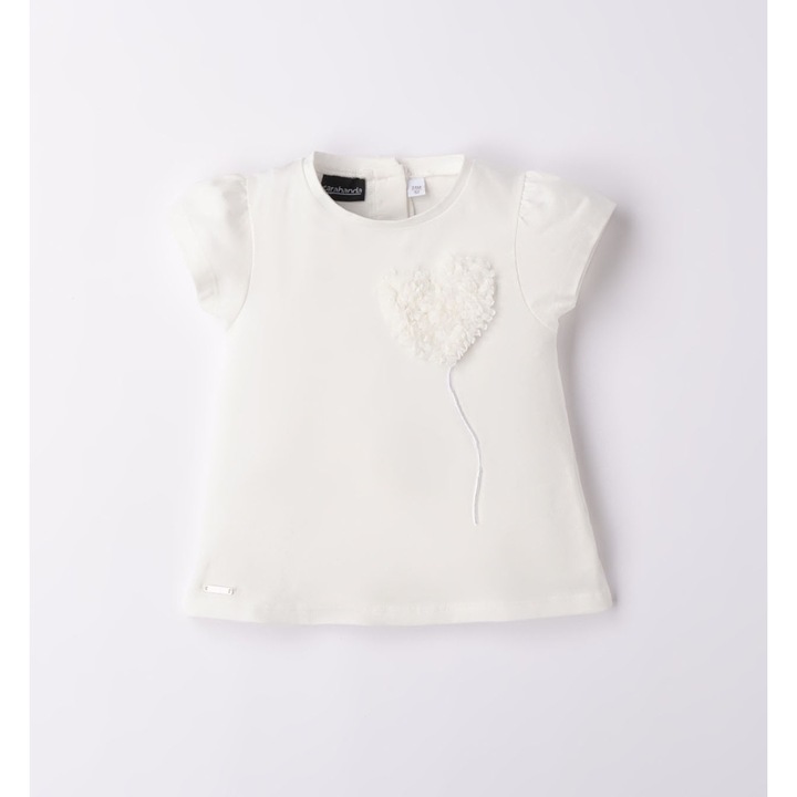 Virágrátétes póló lányoknak, Sarabanda, 0.6577, Krém