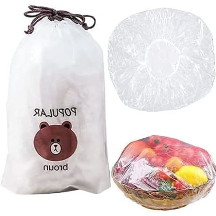 Set 100 Capace elastice pentru vase, Transparent, 8-20cm, Nylon, Reutilizabile