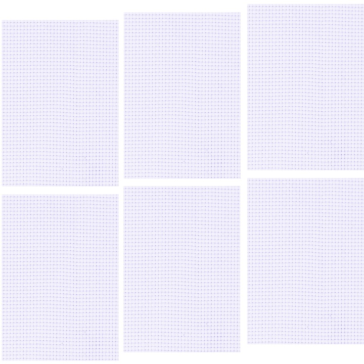 Etamina, pentru brodat, goblen, set 6 bucati, cu 4.5 puncte la 1cm, lungime 45cm, latime 30cm, grosime potrivita pentru profesionisti si incepatori, Alb
