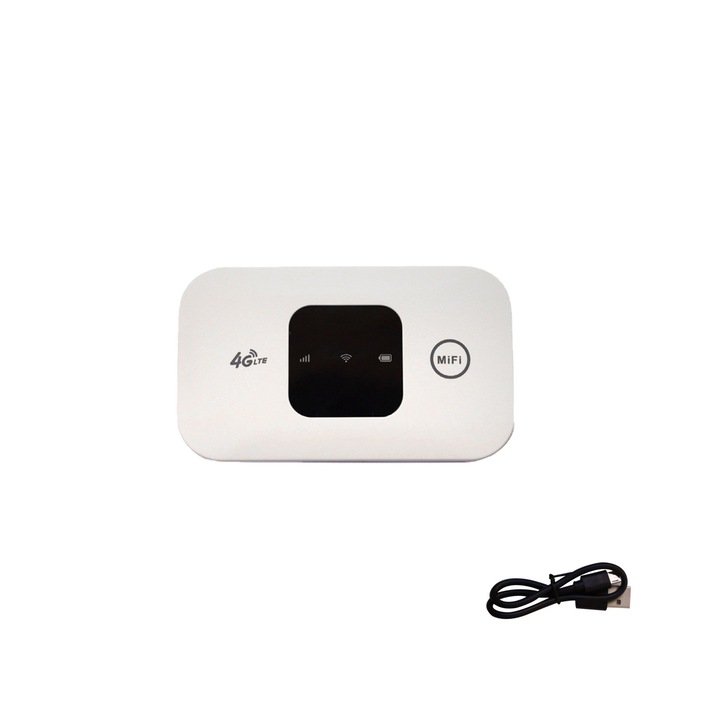 USB WiFi 4G модем, NUODWELL, С 2100mAh батерия и SIM слот, 150Mbps, Поддържа 10 потребители едновременно, Лек и преносим, За мобилен телефон, лаптоп, настолен компютър и таблет, Пластмаса, 11.1x7.1cm, Бял