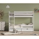 Детско легло, kidoocrafts, 50 LOZ, двуетажно легло, с чекмеджета, 90x200 см, борово дърво, бяло