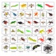 Set 39 bucati insecte, SINBINTA, Jucarii educationale, Simulare de maiestrie, Non-toxic si inofensiv, Nu se estompeaza, Rezistent la deformare, pentru petreceri tematice, Cupcake Toppers, Cauciuc/PVC, 3-9cm, Multicolor