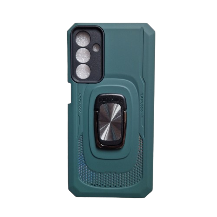 Противоударен магнитен капак с ринг съвместим с Samsung A15, зелен