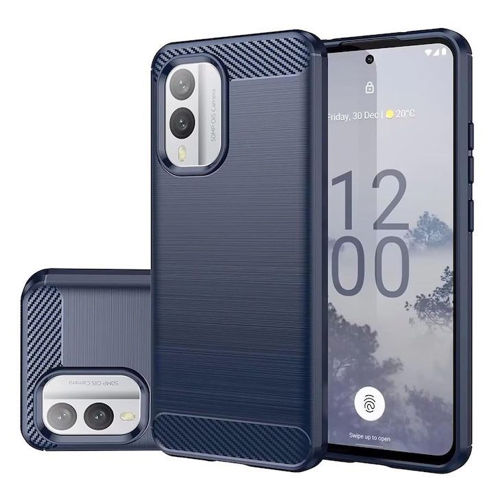 Кейс за Nokia X30, Carbon Silicone, Z41, Полиуретан, Син
