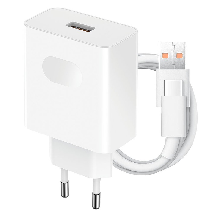 Incarcator retea, pentru Honor, SuperCharge 66W, Cablu USB la Tip C, 6A, Alb