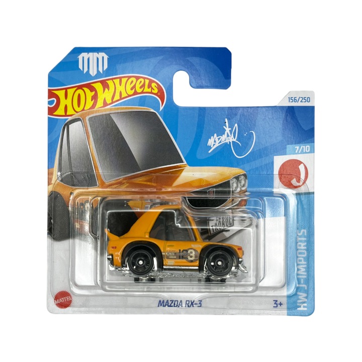 Masinuta Hot Wheels Mazda RX-3, portocaliu, 1:64