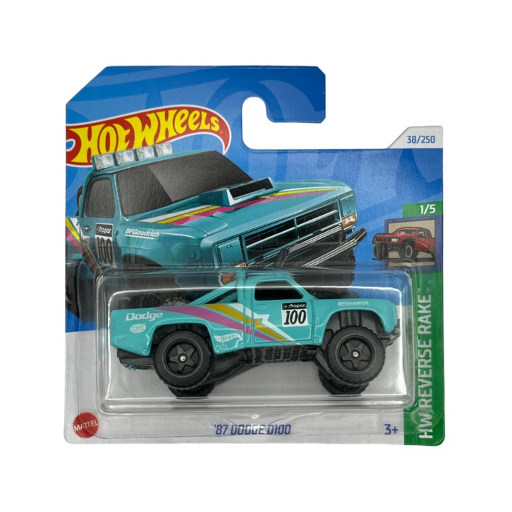 Кола Hot Wheels Dodge D100 '87, синя, 1:64