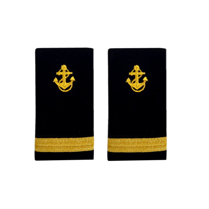Set epoleti / grade brodate cu ancora si galon auriu, Marina Comerciala, 3rd officer epaulettes gold anchor