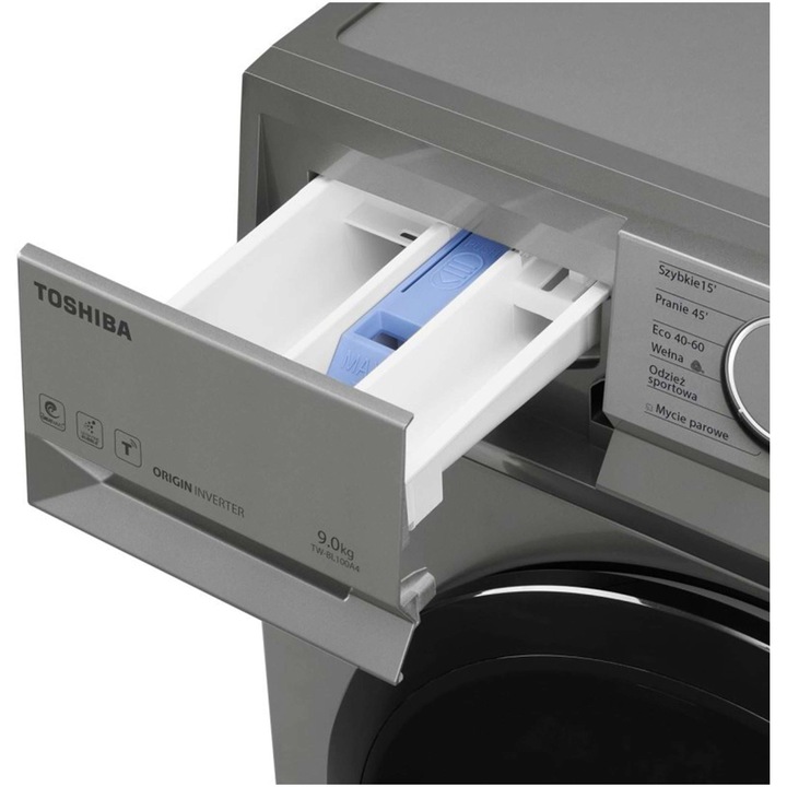 Masina de spalat Toshiba TW-BL100A4SK, 9 kg, 1400 RPM, Clasa B, Display, Ultra Fine Bubble, Steam Wash, Wi-Fi, Antracit