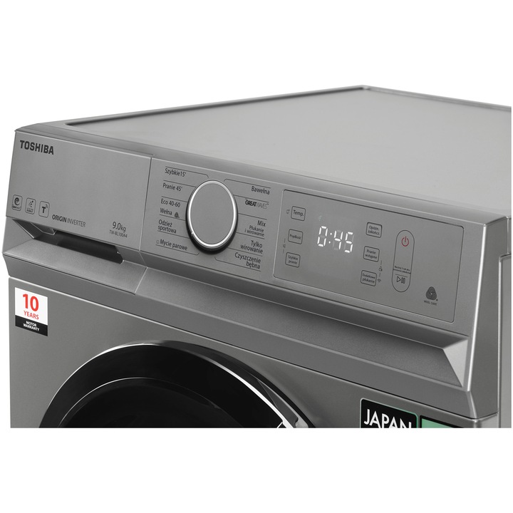Masina de spalat Toshiba TW-BL100A4SK, 9 kg, 1400 RPM, Clasa B, Display, Ultra Fine Bubble, Steam Wash, Wi-Fi, Antracit