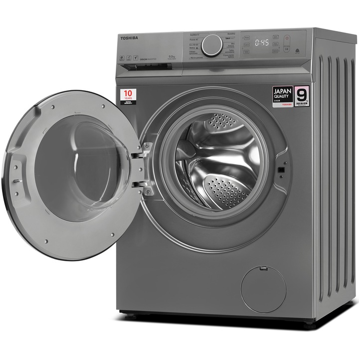 Masina de spalat Toshiba TW-BL100A4SK, 9 kg, 1400 RPM, Clasa B, Display, Ultra Fine Bubble, Steam Wash, Wi-Fi, Antracit