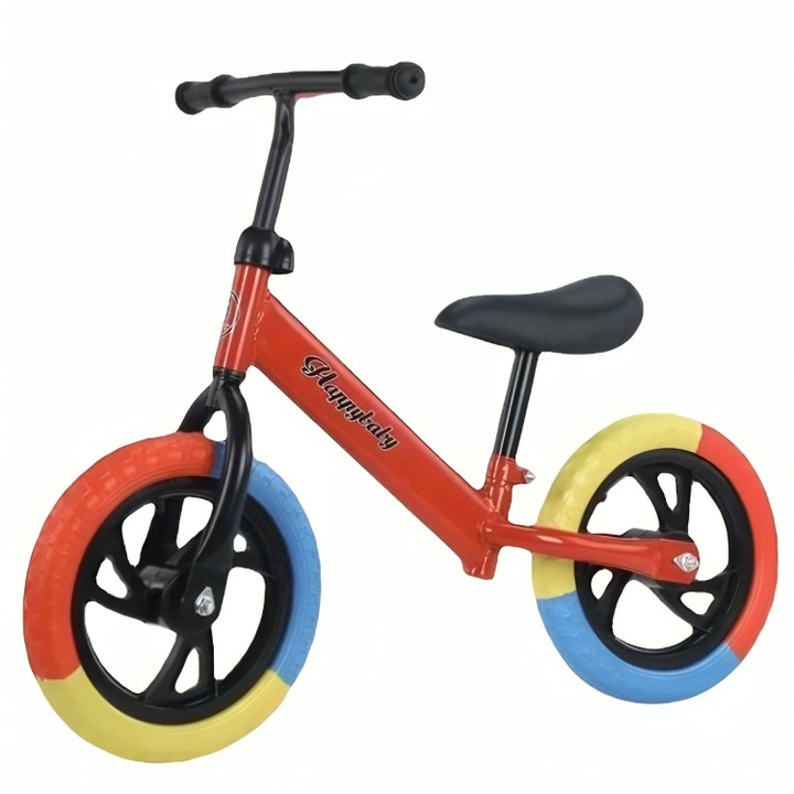 Bicicleta fara pedale Balance Happy Baby cu roti din spuma, Rosu