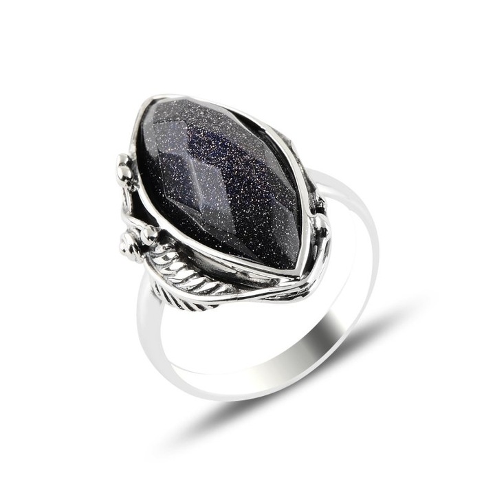 Inel argint cu piatra soarelui albastra, BeSpecial, ITU0508_165, Diametru 16,5 mm