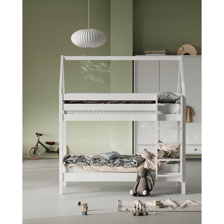 Детско легло Casuta Design, kidoocrafts, 16 КРАКА, двуетажно легло, 80x180 см, борово дърво, бяло