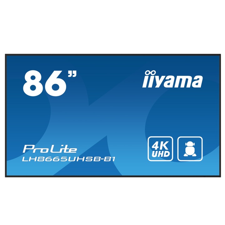 Ecran Profesional IPS LED iiyama ProLite 86" LH8665UHSB-B1, UHD (3840 x 2160), HDMI, DisplayPort, Boxe (Negru)