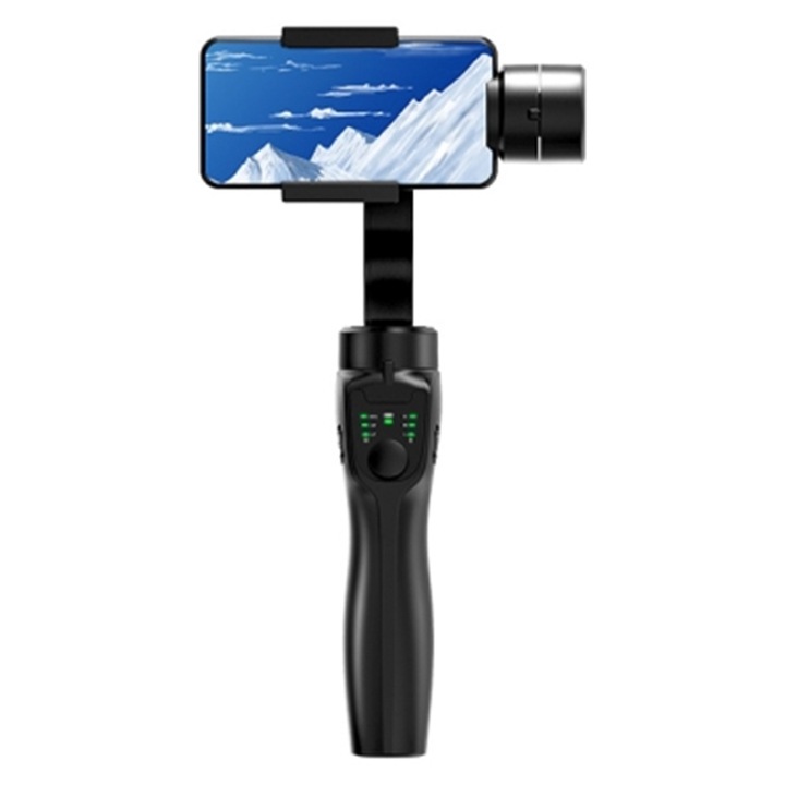 Селфи стик Gimbal с Bluetooth, Optim Solution, 3 оси, дистанционно управление, видео стабилизатор, 2200 mAh, статив за снимки за телефон, спортно начало, преход с едно щракване, контрол на времето, система против разклащане, компактен дизайн, тип C, черен