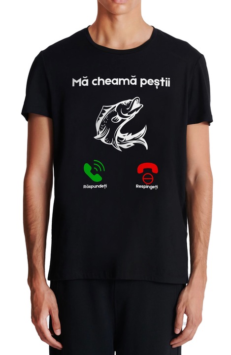 Tricou barbati, Pescari, Ma cheama pestii la pescuit, Negru inchis, M