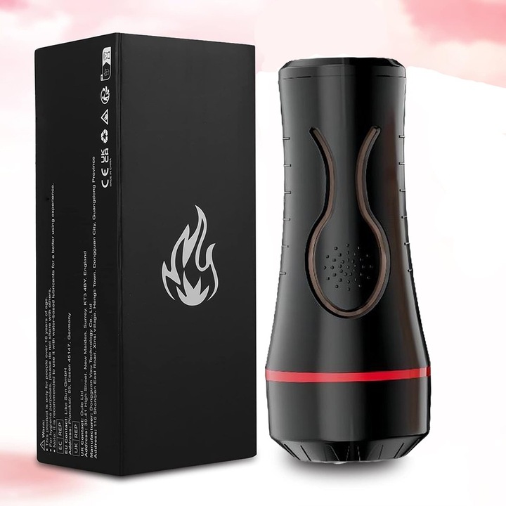 Мастурбатор Miaoling®, С реалистична текстура, 10 режима на вибрация, За мъже, Изкуствена вагина, Водоустойчив, Черен, 22x9 см