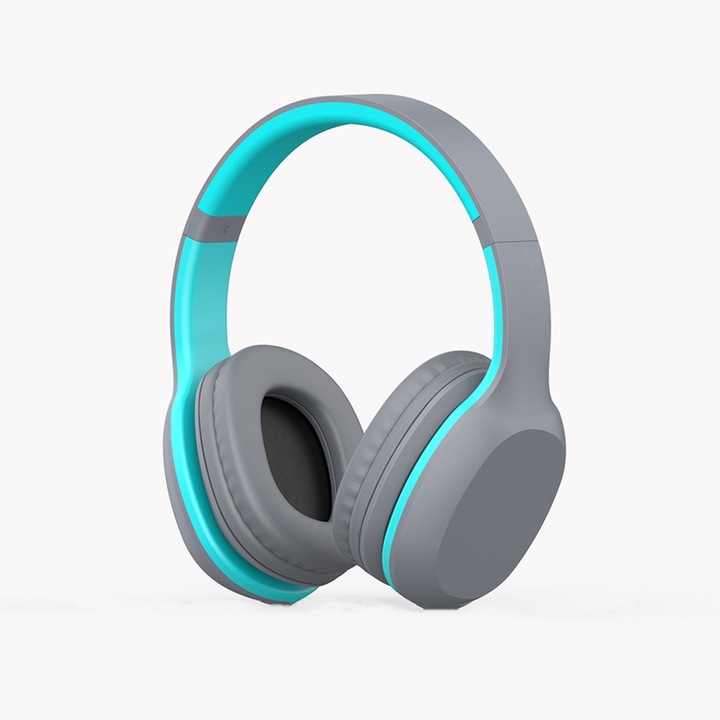 Casti fara fir, banda pentru cap, pliabile, calitate audio HiFi, conectivitate Bluetooth, cip 5.0 incorporat, conectivitate multifunctionala, durata de viata lunga de 50 de ore, albastru